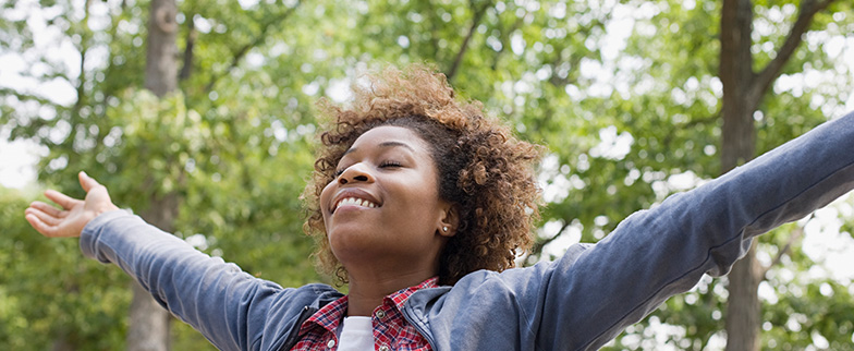 taking a deep breath outside.