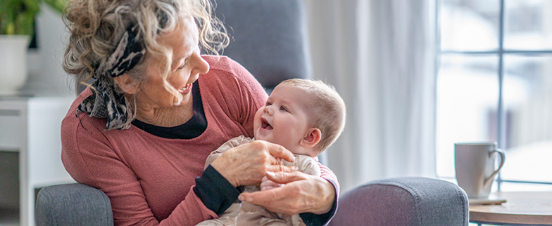 Grandmother with newborn baby.