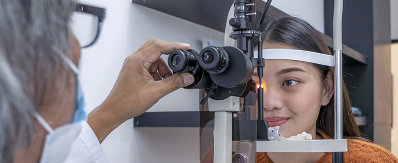 Person having an eye exam.