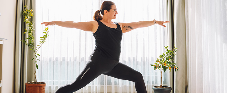 Person doing exercise to help keep weight off.